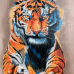 wildlife tiger painting Acrylic on Canvas Size 36" x 48" by artist John Catalfamo